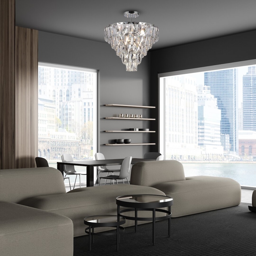 Chandelier on a pole CHELSEA 6xE14/40W/230V d. 50 cm shiny chrome
