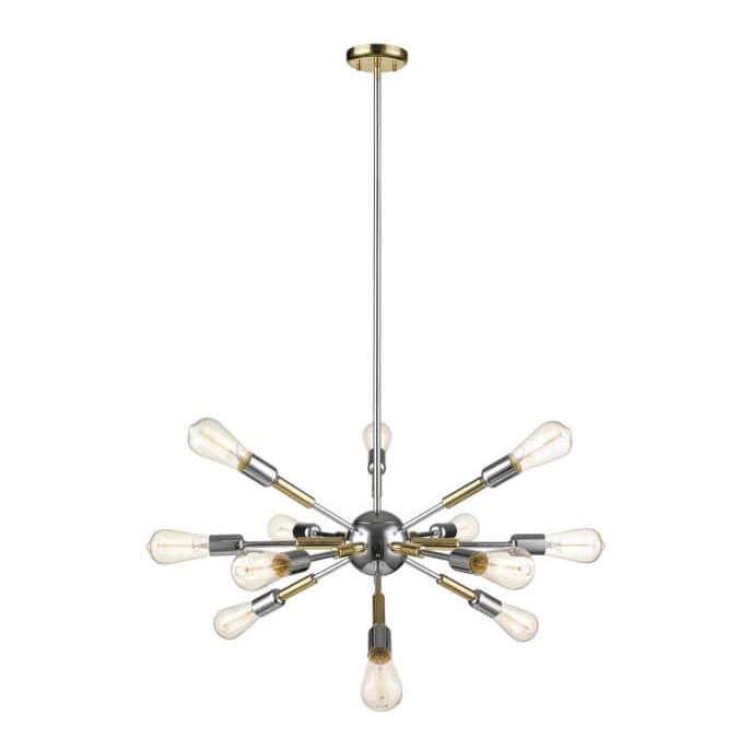 Chandelier on a pole COMET 12xE27/11W/230V shiny chrome/gold