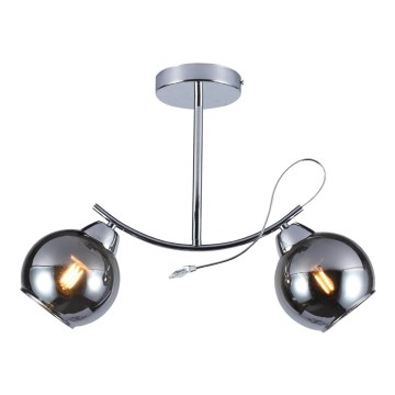 Chandelier on a pole CONNOR 2xE27/15W/230V shiny chrome/grey