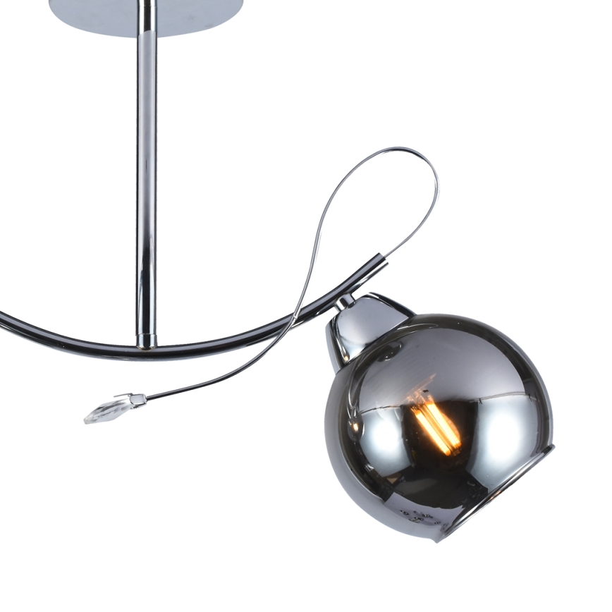 Chandelier on a pole CONNOR 2xE27/15W/230V shiny chrome/grey