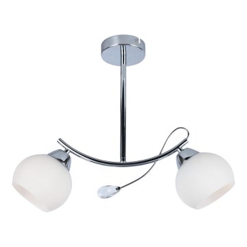 Chandelier on a pole CONNOR 2xE27/15W/230V shiny chrome/white
