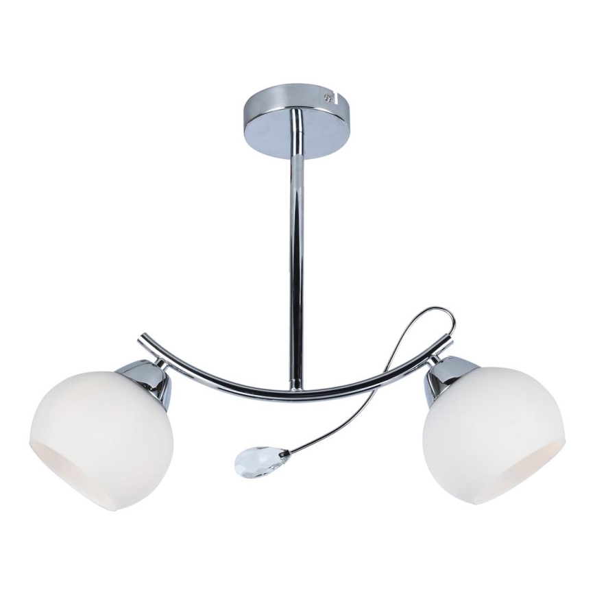 Chandelier on a pole CONNOR 2xE27/15W/230V shiny chrome/white