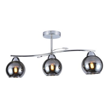 Chandelier on a pole CONNOR 3xE27/15W/230V shiny chrome/grey