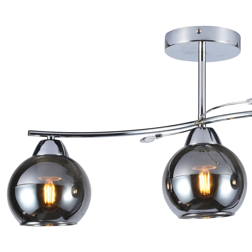 Chandelier on a pole CONNOR 3xE27/15W/230V shiny chrome/grey