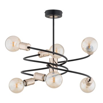 Chandelier on a pole DISCO 6xE27/60W/230V black/gold