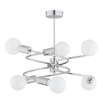 Chandelier on a pole DISCO 6xE27/60W/230V shiny chrome