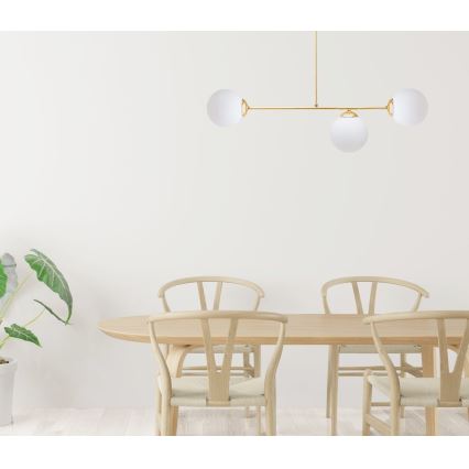 Chandelier on a pole FIRA 3xE27/60W/230V gold