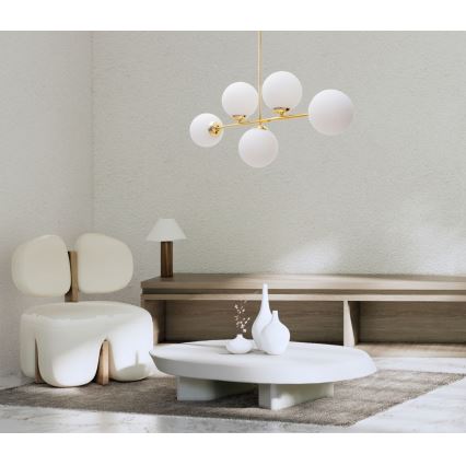 Chandelier on a pole FIRA 5xE27/60W/230V gold