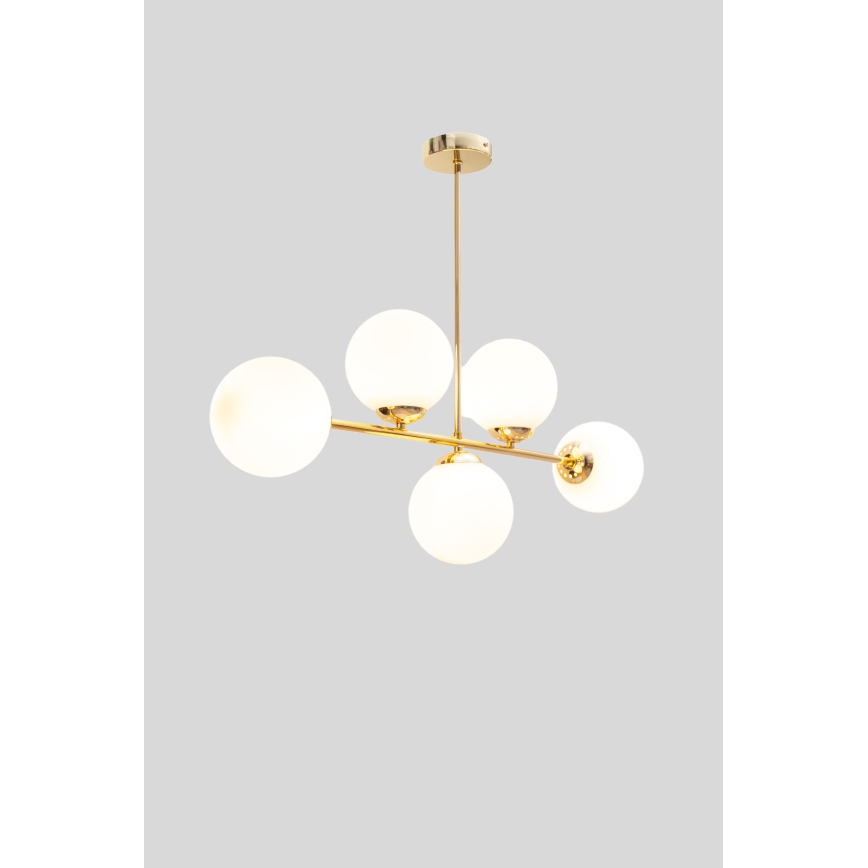 Chandelier on a pole FIRA 5xE27/60W/230V gold