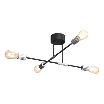 Chandelier on a pole FLAME 4xE27/60W/230V black/shiny chrome