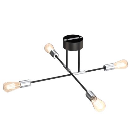 Chandelier on a pole FLAME 4xE27/60W/230V black/shiny chrome