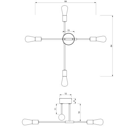 Chandelier on a pole FLAME 4xE27/60W/230V black/shiny chrome