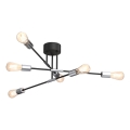 Chandelier on a pole FLAME 6xE27/60W/230V black/shiny chrome