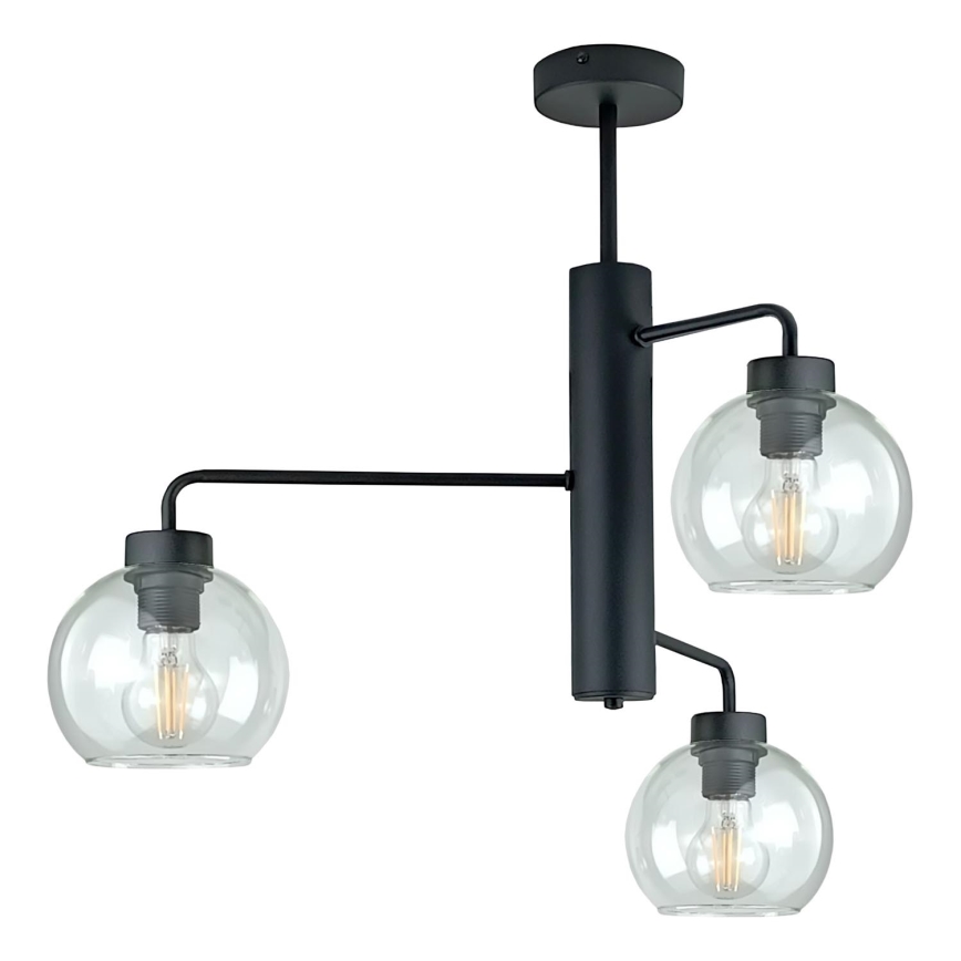 Chandelier on a pole FLEX 3xE27/60W/230V black/clear