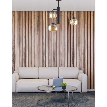 Chandelier on a pole FLEX 3xE27/60W/230V black/smoky beige