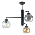 Chandelier on a pole FLEX 3xE27/60W/230V black/smoky black/smoky beige/clear