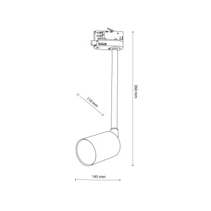 Chandelier on a pole for 3-phase rail system TOP 1xGU10/8W/230V white