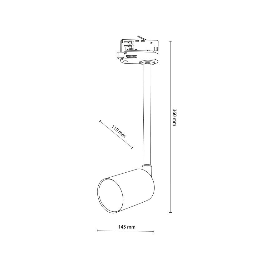 Chandelier on a pole for 3-phase rail system TOP 1xGU10/8W/230V white