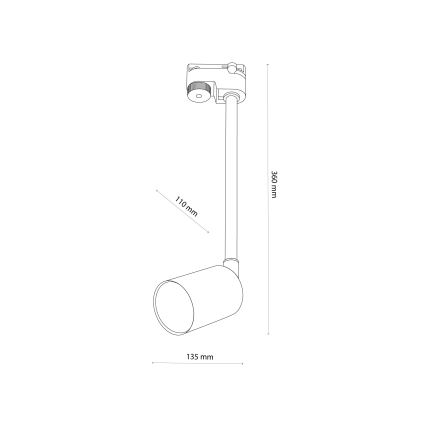 Chandelier on a pole for 1-phase rail system TOP 1xGU10/10W/230V white
