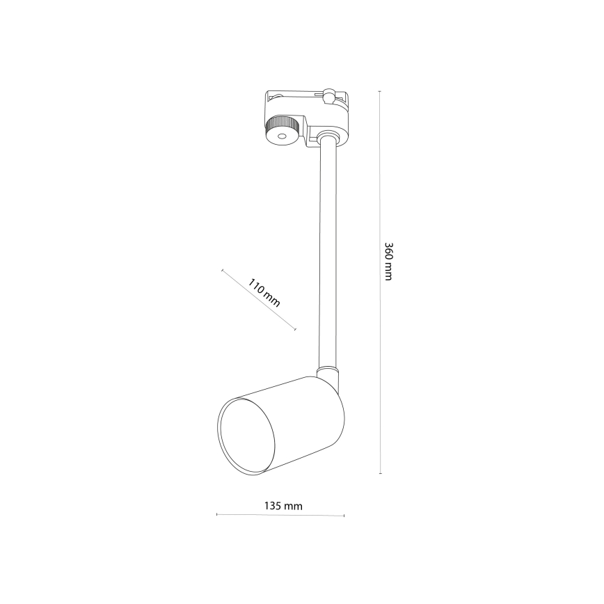 Chandelier on a pole for 1-phase rail system TOP 1xGU10/10W/230V white