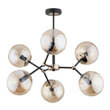 Chandelier on a pole FOTON  6xE14/40W/230V black/beige