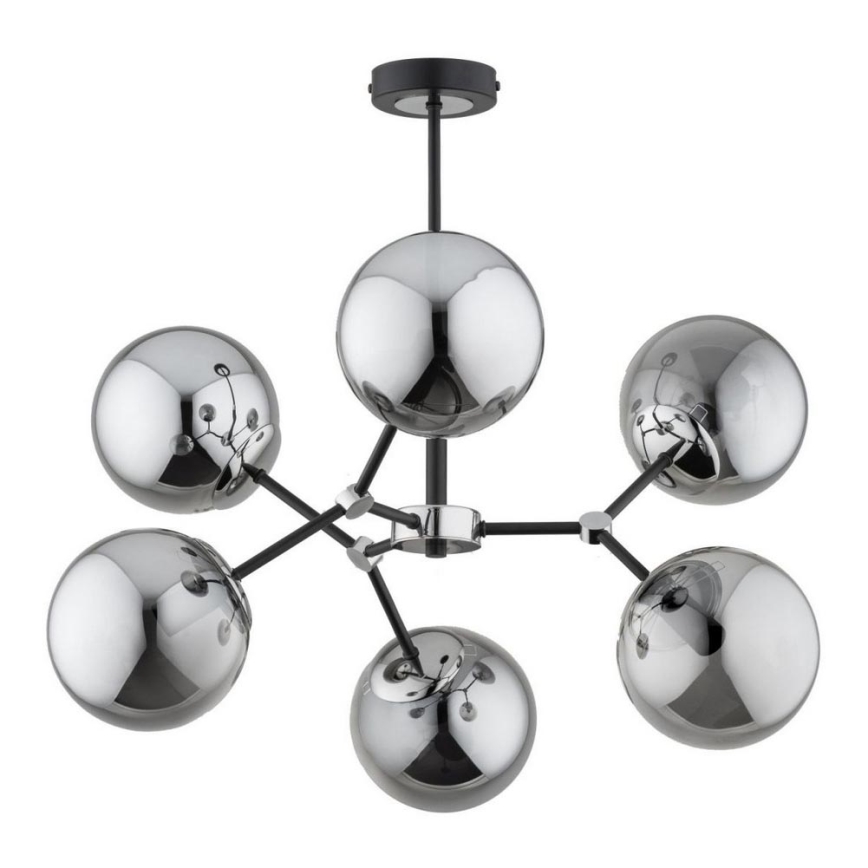Chandelier on a pole FOTON  6xE14/40W/230V black/grey
