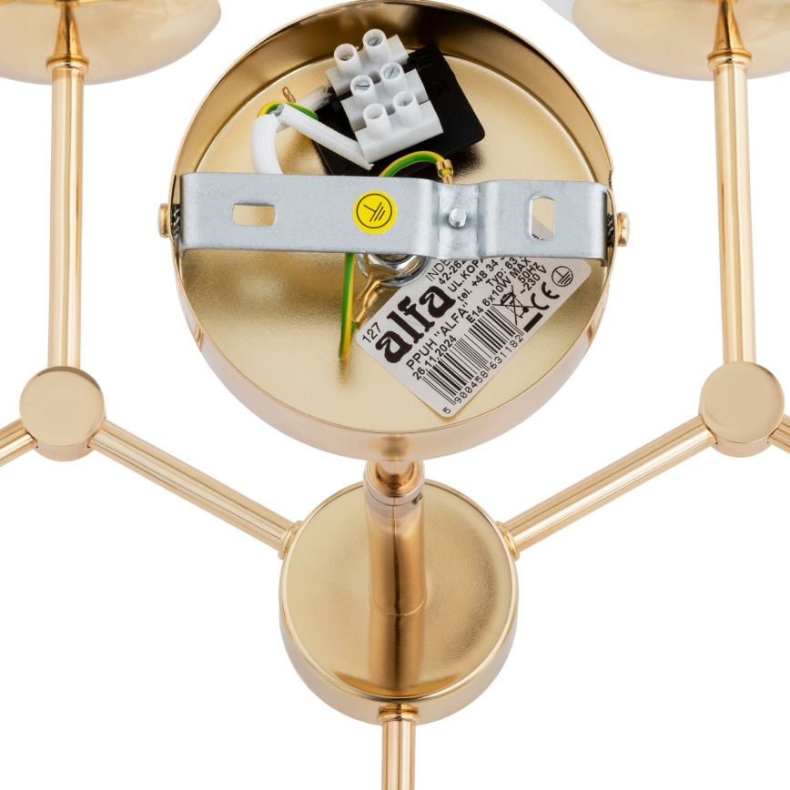 Chandelier on a pole FOTON  6xE14/40W/230V gold/white