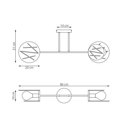 Chandelier on a pole FRICK 2xE27/15W/230V black