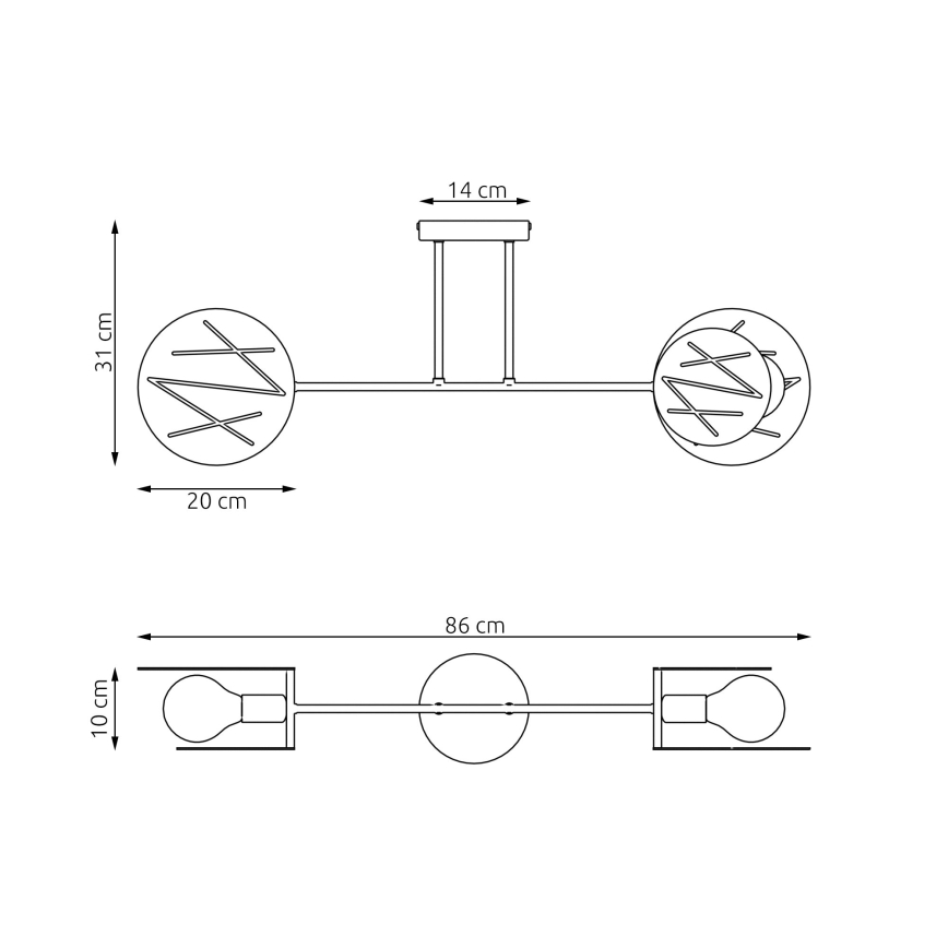 Chandelier on a pole FRICK 2xE27/15W/230V black