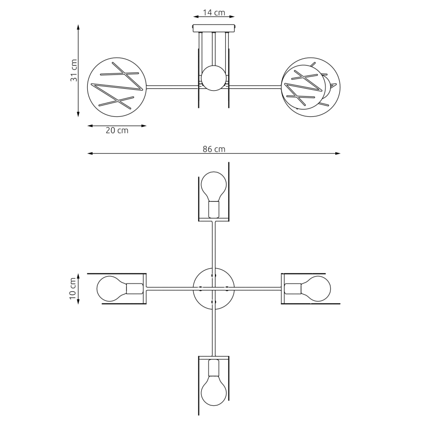 Chandelier on a pole FRICK 4xE27/15W/230V black