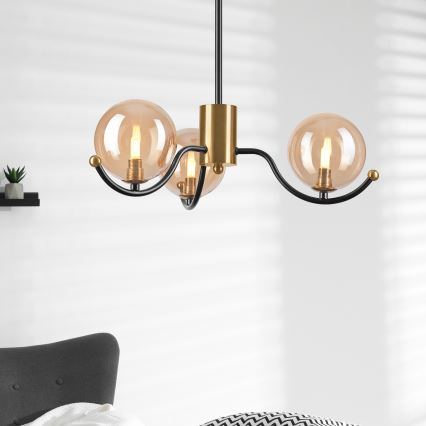 Chandelier on a pole GEORGIA 3xE14/5W/230V gold/smoky beige