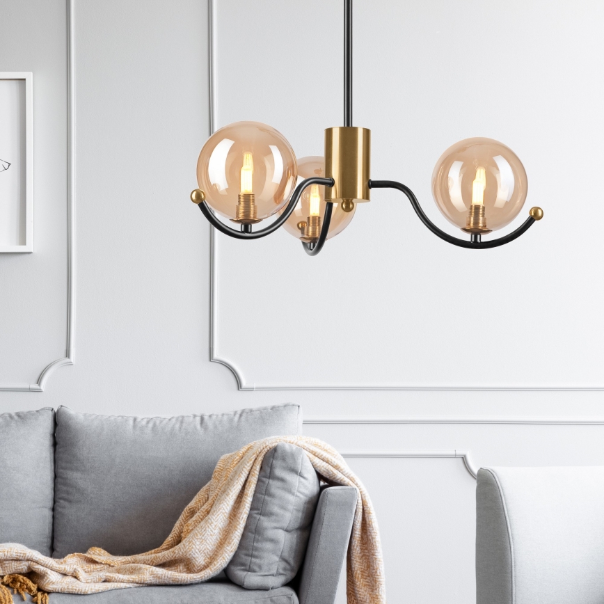 Chandelier on a pole GEORGIA 3xE14/5W/230V gold/smoky beige