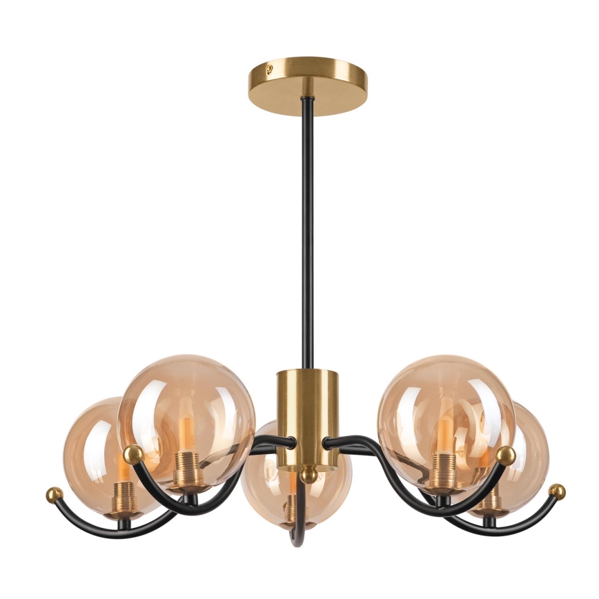 Chandelier on a pole GEORGIA 5xE14/5W/230V gold/smoky beige