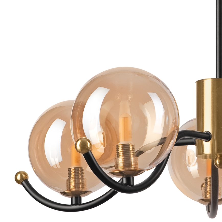 Chandelier on a pole GEORGIA 5xE14/5W/230V gold/smoky beige
