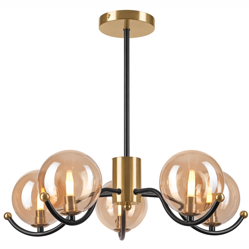Chandelier on a pole GEORGIA 5xE14/5W/230V gold/smoky beige