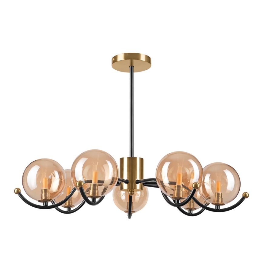 Chandelier on a pole GEORGIA 7xE14/5W/230V gold/smoky beige