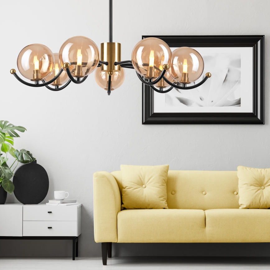 Chandelier on a pole GEORGIA 7xE14/5W/230V gold/smoky beige