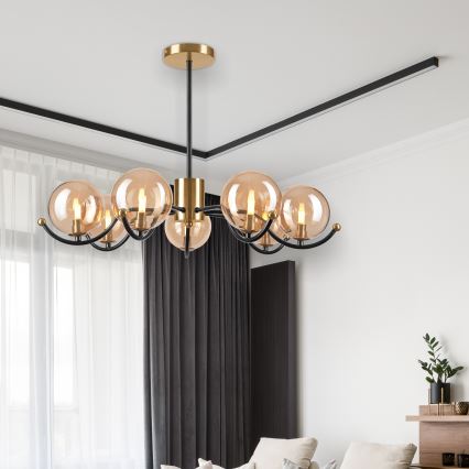 Chandelier on a pole GEORGIA 7xE14/5W/230V gold/smoky beige