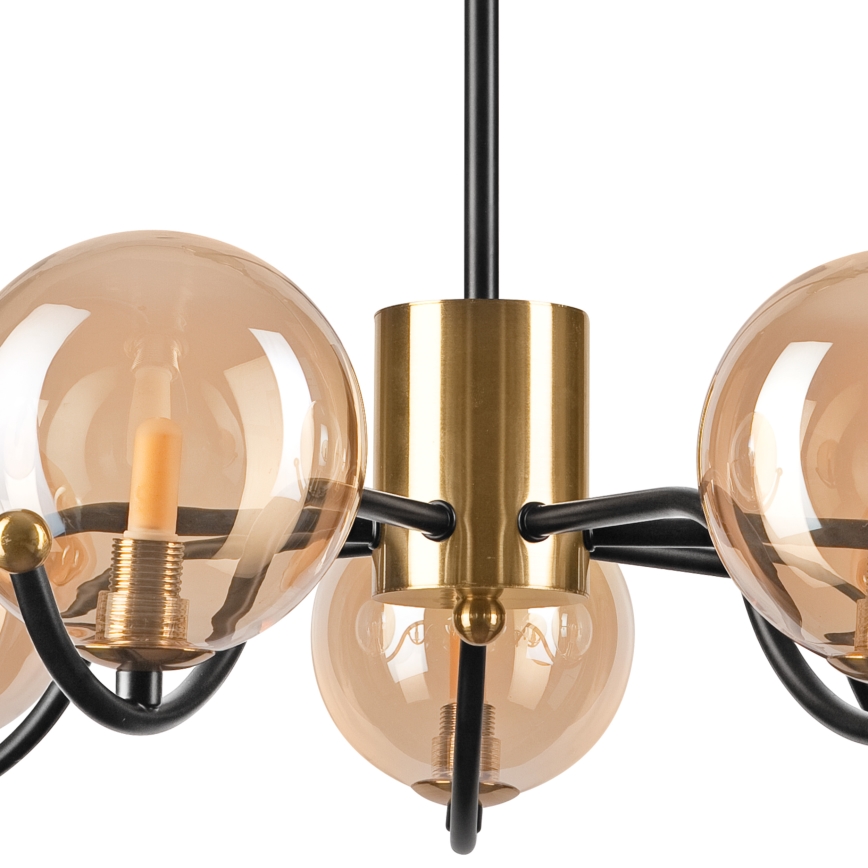 Chandelier on a pole GEORGIA 7xE14/5W/230V gold/smoky beige