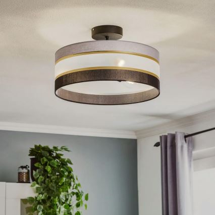 Chandelier on a pole HELEN 3xE27/15W/230V black/grey/golden