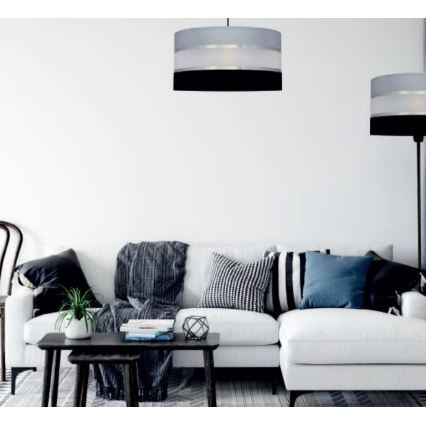 Chandelier on a pole HELEN 3xE27/15W/230V black/grey/shiny chrome