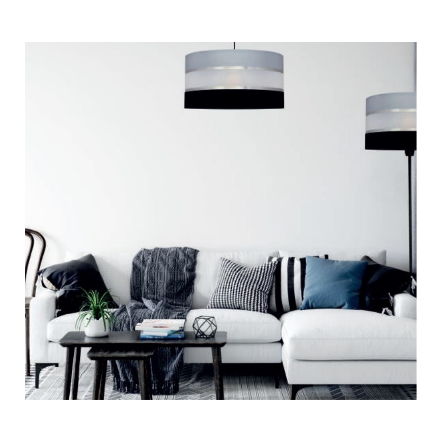 Chandelier on a pole HELEN 3xE27/15W/230V black/grey/shiny chrome