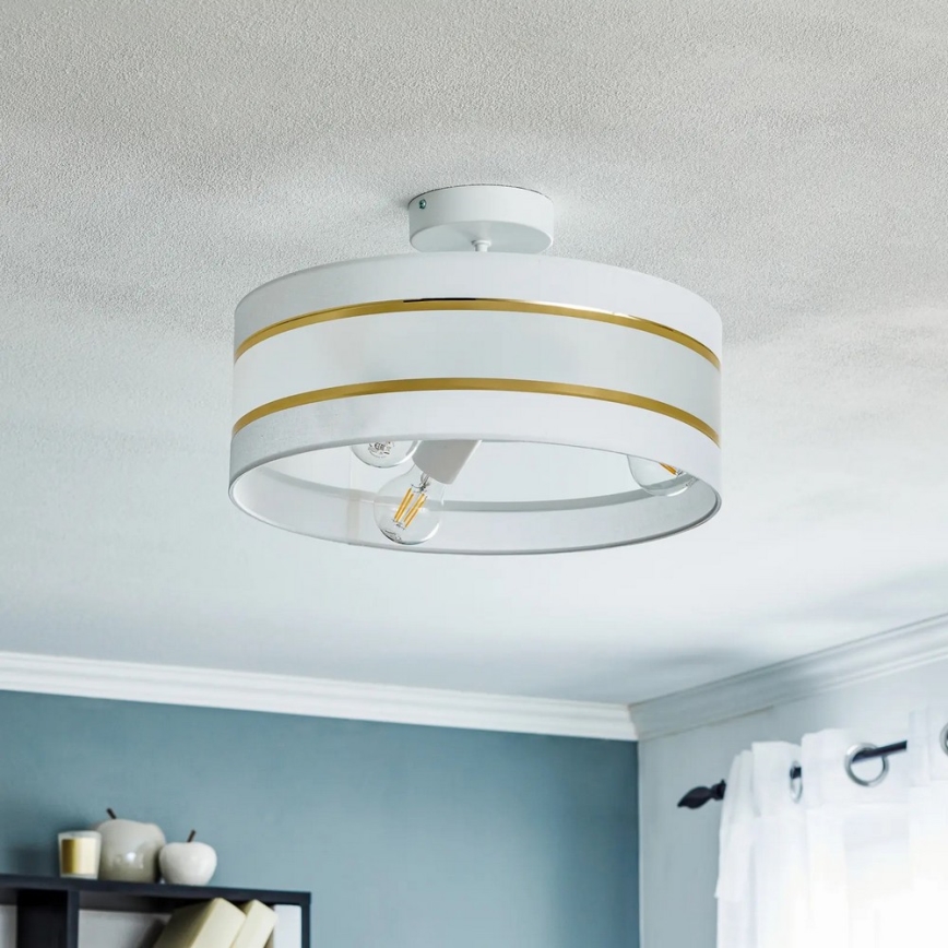 Chandelier on a pole HELEN 3xE27/15W/230V white/golden