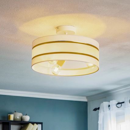 Chandelier on a pole HELEN 3xE27/15W/230V white/golden