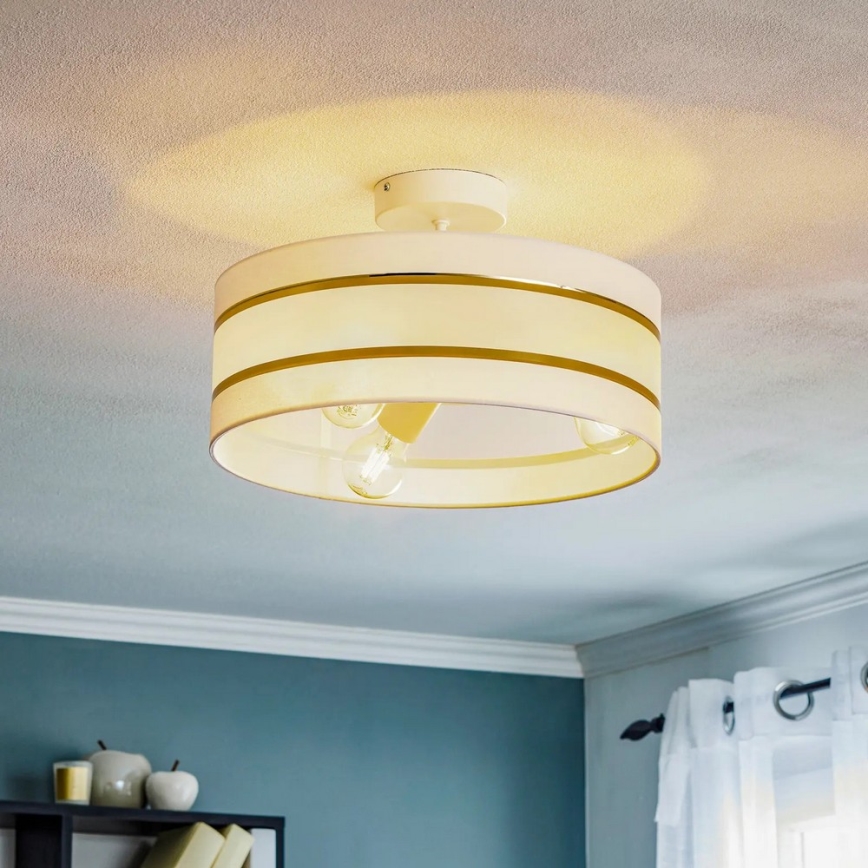 Chandelier on a pole HELEN 3xE27/15W/230V white/golden