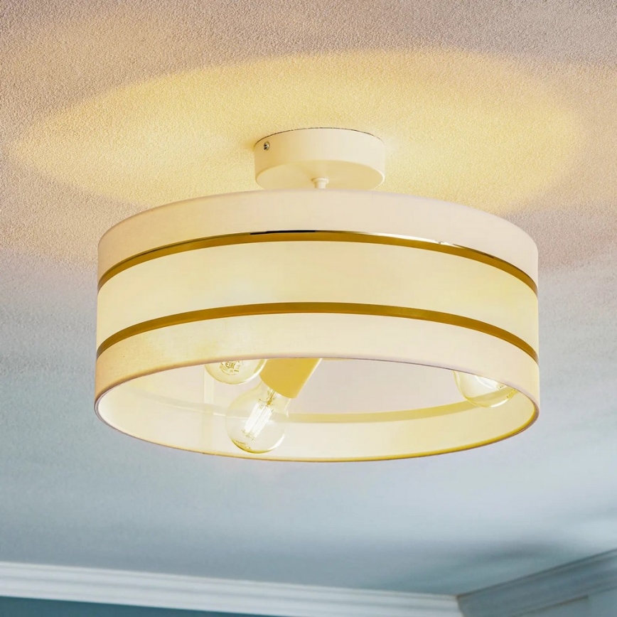 Chandelier on a pole HELEN 3xE27/15W/230V white/golden