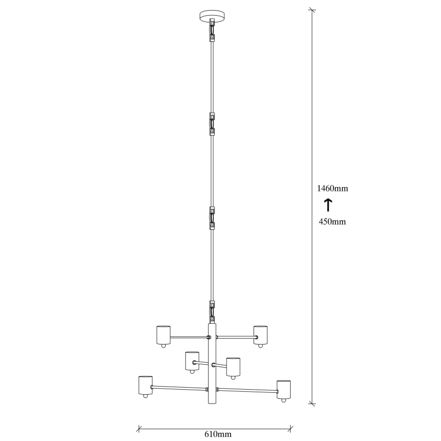 Chandelier on a pole HEXA 6xE27/40W/230V