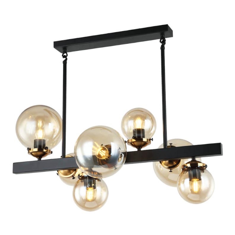 Chandelier on a pole HYPERION 7xE27/7W/230V black/beige