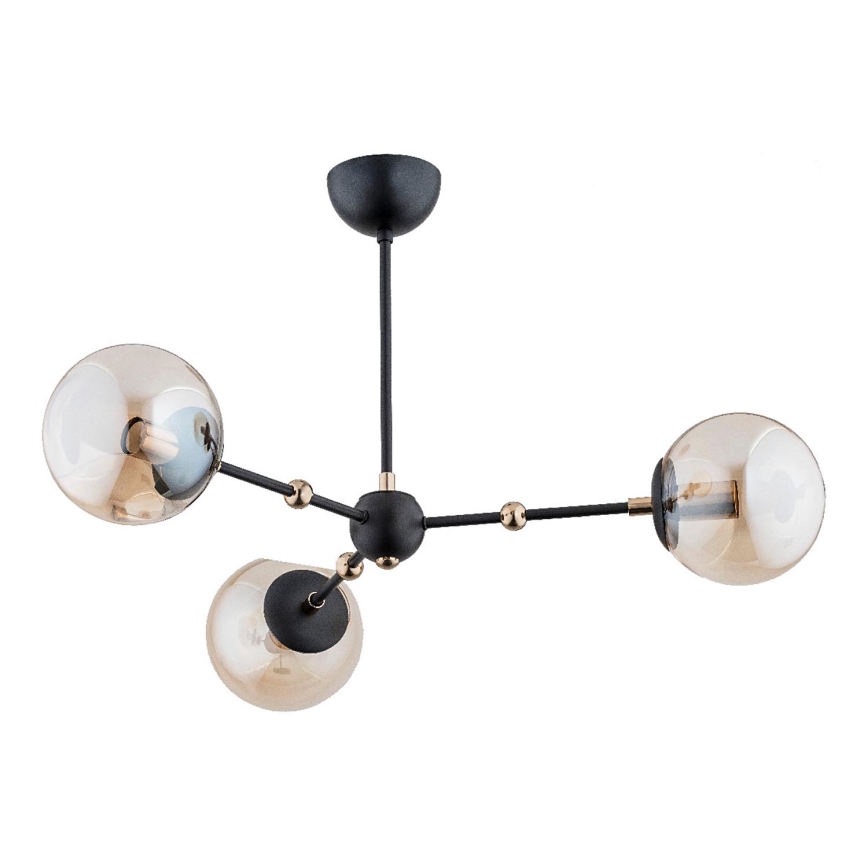 Chandelier on a pole ITORIS 3xE14/10W/230V black/gold