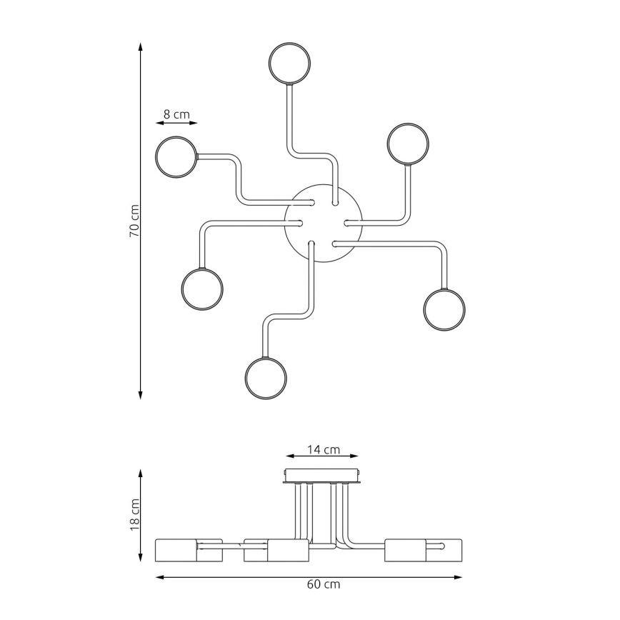 Chandelier on a pole KURAGE 6xGX53/12W/230V black